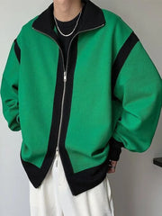 Voguable Knitted Sweaters for Men Aesthetic Jacket Man Clothes Cardigan Coat Zip-up Zipper Collared Green Knitwears Cotton Mode Neck A S voguable