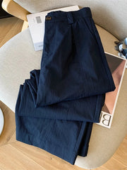 Casual Elegant Wide Leg Pant Women Vintage High Waist Loose Korean Trousers Fall Winter Pockets Solid Simple Retro Pants voguable