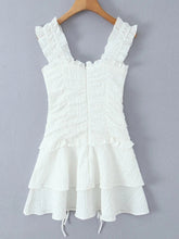 Voguable Summer French Solid All Match Sweet V Neck Sleeveless Slim Waist Folds Lace-up Dresses voguable