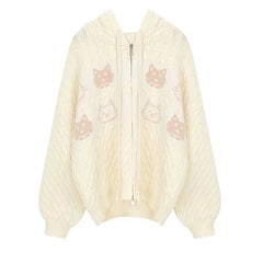 Voguable Japanese Anime Cats Kawaii Sweaters Oversized Cardigan Youth Women Students Knitwear Autumn Winter Jackets Coats Korean Trendy voguable