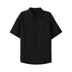 Summer Short Sleeved Shirt Men Black White Casual Shirts Men Streetwear Loose Pleated Shirts Man Fashion Shirt Large Size 5XL voguable
