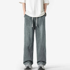 Summer Baggy Jeans Men Fashion Casual Straight Jeans Men Streetwear Hip-hop Loose Drawstring Vintage Jeans Mens Denim Trousers voguable