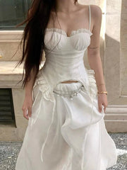 Patchwork Lace Camisole Women Y2K Strapless Fungus Edge Irregular Hem Tassel Skinny Backless Summer Sexy Classic Tops voguable