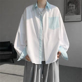Voguable Unisex Oversized Striped Color-Block Shirt M-XXXXXL Trendy Loose Fit Casual Top for Men & Women Versatile Streetwear Style voguable