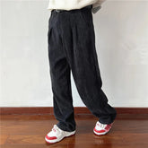 Autumn Corduroy Pants Men Fashion Retro Black Casual Pants Men Streetwear Korean Loose Straight Pants Mens Vintage Trousers voguable