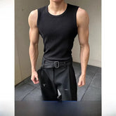 Voguable Elastic Fitn Tank Top Men's Svel Sportswear Muscle Enhancing American Sle Sweatirt Casual Summer T-irt voguable