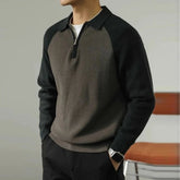 New American Chic Men Polo Sweater Luxury Trendy Business Zip-up Knit Solid Color Pullover Leisure Slim-fit Long Sleeve Knitwear voguable