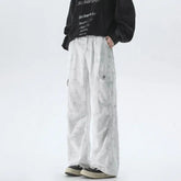 Vintage Tie dye Men's Baggy Denim Trousers White 2025 New Streetwear Wide Leg Loose Denim Pants Fashion Straight Gargo Pants voguable