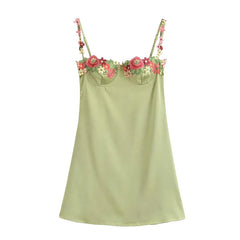 New Fashion Women Floral Embroidery Sling Mini Sexy Dresses Summer Party Robe voguable