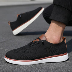 Voguable Men's Fashionable Knitted Lace Up Shoes Breathable Mesh Stable and Soft Sole Trendy Luxurious Running Flat Shoes Tenis Masculino voguable