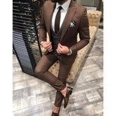 Voguable New Classic Brown Groom Suits For Men Peaked Lapel Groomsmen Tuxedo Mens Wedding Dress Excellent Man Jacket Blazer Business Suit voguable
