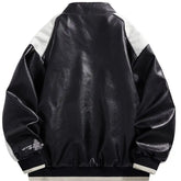 Hip Hop Racing Jacket Handsome Embroidered Stand Collar Hip-hop Letter Splicing Boys' Jacket Motorcycle Leather Baseball Uniform voguable