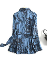 Voguable New Women Floral Print Wrap Shirt Long Sleeve With Belt Ladies Spring Vintage Blouse Tops voguable