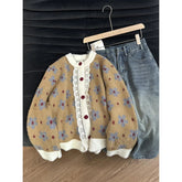 Voguable Vintage Floral Knitted Cardigan Women Lace Patchwork Sweater Outerwears Harajuku Korean Long Sleeve Knitwears Winter Jumpers New voguable