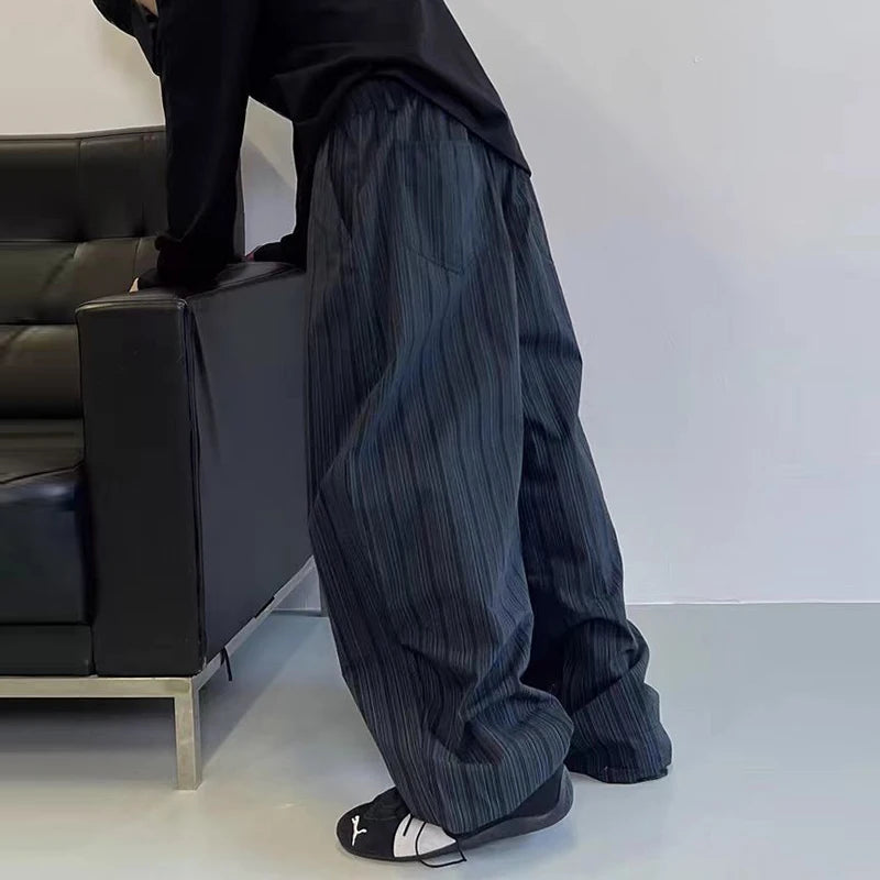 Men Trendy American Vintage Striped Oversized Streetwear Baggy Pants Y2K Harajuku Hip Hop Casual Wide Leg Trousers Pantalones voguable