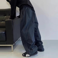 Men Trendy American Vintage Striped Oversized Streetwear Baggy Pants Y2K Harajuku Hip Hop Casual Wide Leg Trousers Pantalones voguable