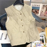 Cotton-padded Vest Autumn Winter Korean Style Outer Vest Corduroy Short Sleeveless Quilted Jacket Solid V-neck Vestes voguable