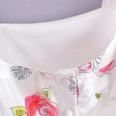 Voguable Summer U Collar White Print Flower Sleeveless Bodysuits Women Ruched Ruffles Hem Skirt-shorts Jumpsuit Tank Romper Overalls voguable