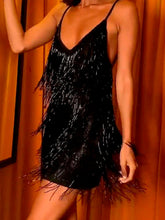 Voguable Silver Gold Sexy Backless Glitter Tassel Club Dresses Women Summer Fashion Deep V-Neck Cocktail Rave Party Prom Dress Mini voguable