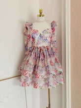 Fashion Women Dress Full Sleeve Square Collar Print Lace Up Bow Female Party Dress New Tide voguable