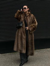 Dark Brown Faux Fur Long Overcoat For Women Fashion Lapel Single Breasted Loose Fluffy Plush Warm Coat Winter Thicken Outerwear voguable