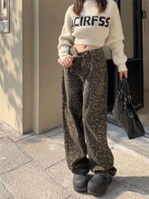Voguable Vintage Leopard Print Pantalon Femme Wide Leg Pants Women High Waist Straight Y2k Jeans Casual Fashion Korean Jean Trousers voguable