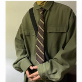 Voguable Autumn Green Black Shirt Men Fashion Social Men Dress Shirt Korean Loose Long Sleeve Shirts Men Pocket Tooling Shirt M-3XL voguable