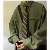 Autumn Green Black Shirt Men Fashion Social Mens Dress Shirt Korean Loose Long Sleeve Shirts Mens Pocket Tooling Shirt M-3XL voguable