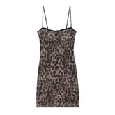 Voguable Leopard Print Spaghetti Strap Mini Women's Dress Sweetheart Neckline Slim Fit Bodycon Dresses Sexy Lady Summer Y2k Clubwears New voguable