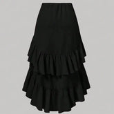 Voguable Summer Women A Line Midi Skirt Elegant Asymmetrical Flounce Design Casual Drawstring Waist Skirt for Vacation Daily Wear voguable