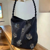 Korean Sequined Flower Jacquard Femme Shoulder Bags Y2k Aesthetic All Match Vintage Handbags Women Casual Shopping Underarm Bag voguable