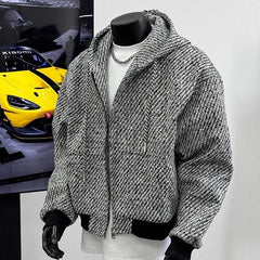 New Autumn Men Textured Hooded Sweatshirt Jacket Light Luxury Harajuku Zip-up Leisure Fashion Long Sleeve Hoodie Crop Coat M-2XL voguable