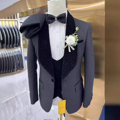 Man Suit Fine Pressed Diamond Men's Wedding Casual Host Suit 3 Pieces Wedding Suits for Men voguable