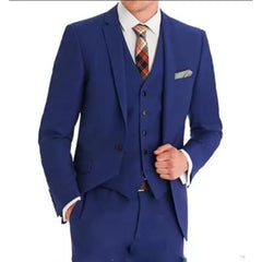 Voguable New High Quality Groom Men Suits Notched Lapel Groom Tuxedo Royal Blue Wedding/Prom/Dinner Best Man Blazer (Jacket+Pants+Vest) voguable