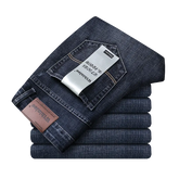 Wthinlee New Business Men's Jeans Casual Straight Stretch Fashion Classic Blue Black Work Denim Trousers Male Brand Clothing voguable