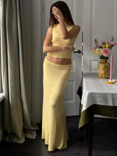 Elegant Knitwear 2 Piece-Set Long Dress Female Ribbed Sweater Pullover And Loose Patchwork Maxi Skirt Sets Ladies Outfits voguable