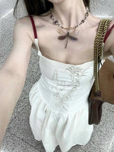 Voguable Sexy Chic Spaghetti Strap Dress Women Korean Embroidery Floral Slim Waist Long Dress Summer Fashion Backless Camis Vestidos New voguable