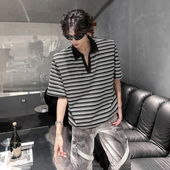 Men Cotton Comfort Breathable Stripe Polo Shirt Casual Summer Fashion Tshirt Wholesale Striped Collar Tee Outdoor Golf Wear voguable