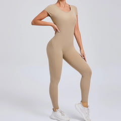 Voguable One-piece Yoga Padded Backless Suit Female Rompers Quick Dry Yoga Clothing Workout Bodysuits Scrunch Sports Jumpsuit Women voguable