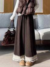 Voguable Corduroy Wide Leg Pants Women Vintage High Waist Tassel Thick Casual Trouser Autumn Winter Korean Simple Office Lady New Pants voguable