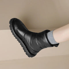 Winter New Warm Women Ankle Boots Platforms Fashion Zipper Casual Snow Boots Round Toe Leisure Shoes Woman Silvery Boots voguable