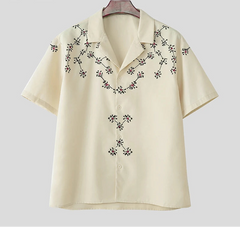 Men Shirt Floral Printing Summer Korean Men Clothing Lapel Short Sleeve Oversize Fashion Casual Shirts Streetwear voguable