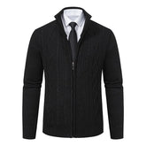 New Winter Thick Warm Cardgian Men Smart Casual Knitted Sweatercoat Jackets Mens Slim Solid Color Stand Collar Knitting Cardigan voguable