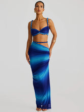 Summer Beach Sexy Two Piece Sets Women Strapless Crop Tops And Maxi Skirt Female Elegant Vacation Club 2 Piece Set voguable