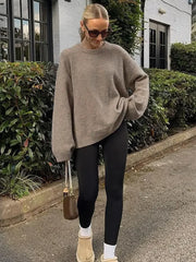 Autumn Wool Blends Round Neck Pullover Top Women Casual Long Sleeve Loose Warm Sweater Autumn New Ladies Commute Streetwear voguable