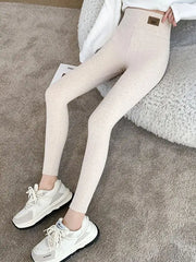 Grey Cotton Bottom Pants Women High Waist Tight Printing Slim Outer Wear Large Size Autumn Pants Soft voguable