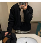 Men's Light Luxury Korean Popular Knit Pullover Sweater Fashion Retro O Neck Solid Color Long Sleeve Knitwear Streetwear Clothes voguable