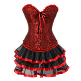 Voguable sexy corsets for women plus size costume overbust burlesque corset and skirt set tutu corselet victorian fashion gowns voguable