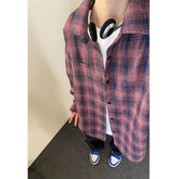 Spring Long Sleeved Shirt Men Oversized Retro Plaid Shirt Men Japanese Streetwear Loose Casual Shirt Mens Black Vintage Shirts voguable