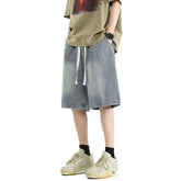 Voguable Denim Shorts Men's Summer Thin American Straight-leg Trendy Brand Loose Casual Five-point Pants voguable
